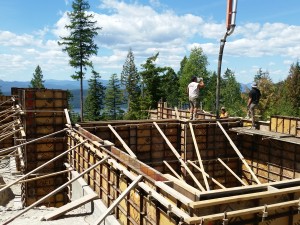 Note the tall forms which will provide for excess ceiling height in the finished basement. Pumping Concrete to Standard Forms