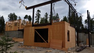 Exterior Sheathing Applied to New Construction New Structure Begins To Take Shape